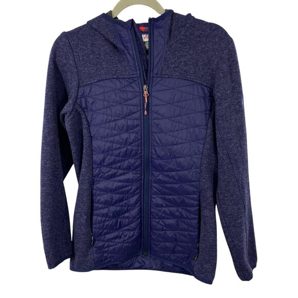 McKinley Womens Wool Puffer Jacket size Small Blue Hooded Full Zip - Picture 1 of 13